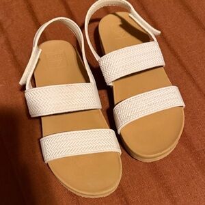 Reef Kids White Double-Strap Slingback Sandals with Tan Footbed